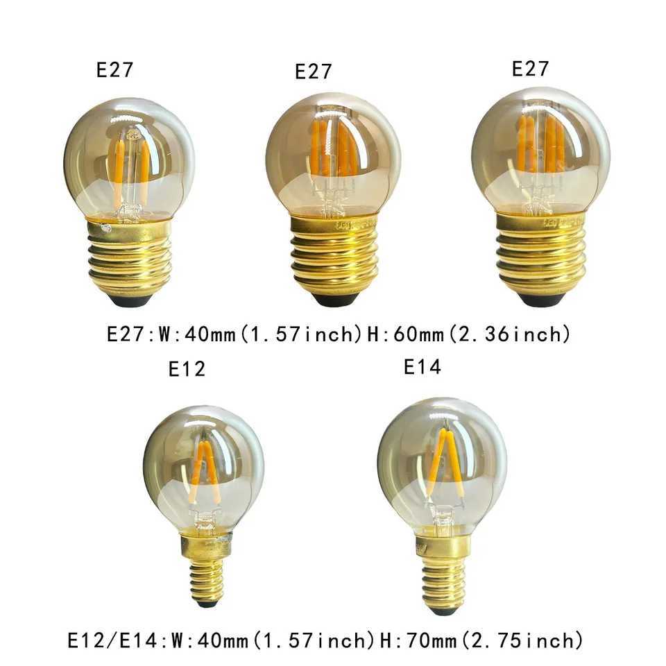 G40 Led Filament Globe Light Bulbs Replace Halogen Chandelier 1W 3W Retro Edison E12 E14 E27 Home Brown Glass 360/Beam Lampada C251115