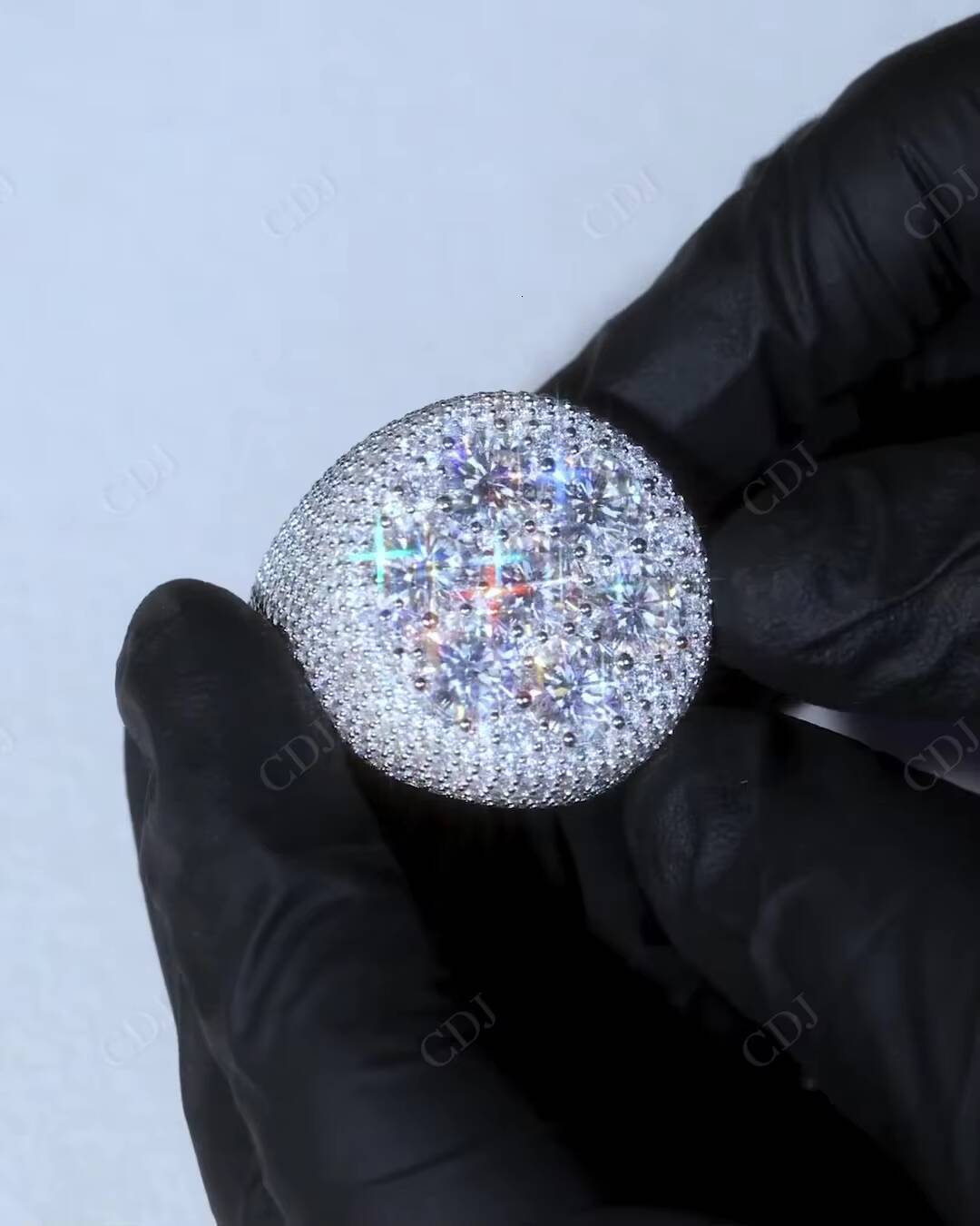 Sterling Silver Moissanite Diamond Hip Hop Rapper Style Double Halo Wedding Ring For Men At Wholesale Price Manufacturing India