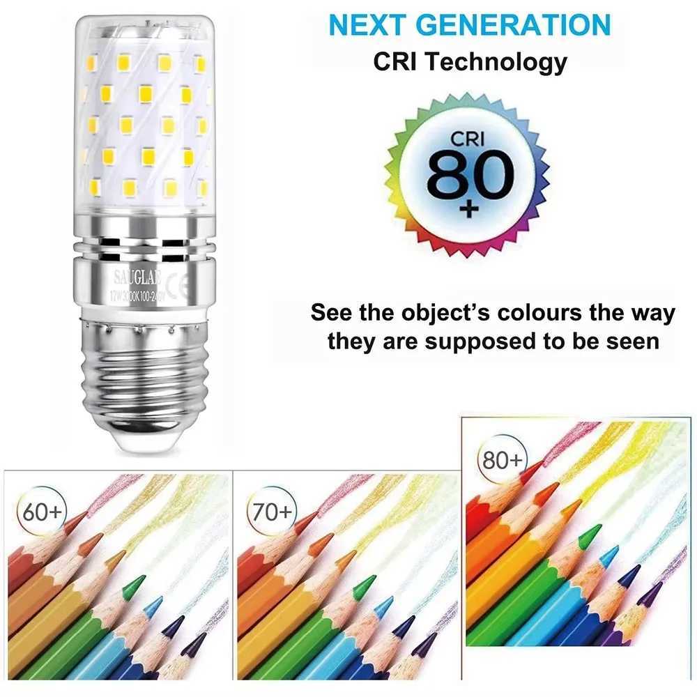 Melery LED Corn Light Bulbs E27 Lamp 12W Incandescent Equivalent 100W6000K Daylight White Candelabra 1200Lm Edison Screw 3Pack C251115