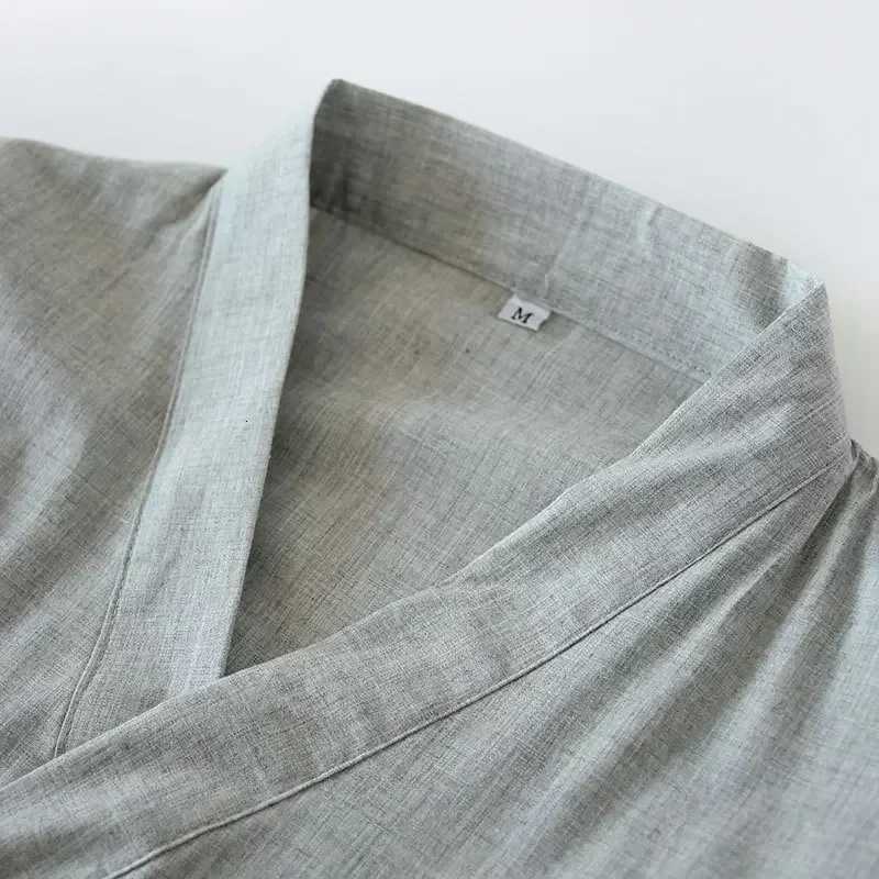 Summer Autumn Mens Casual Japanese Kimono Yukata Robes Long Sleeve Bathrobe Pajamas Cotton Home Robe Sleepwear C251115