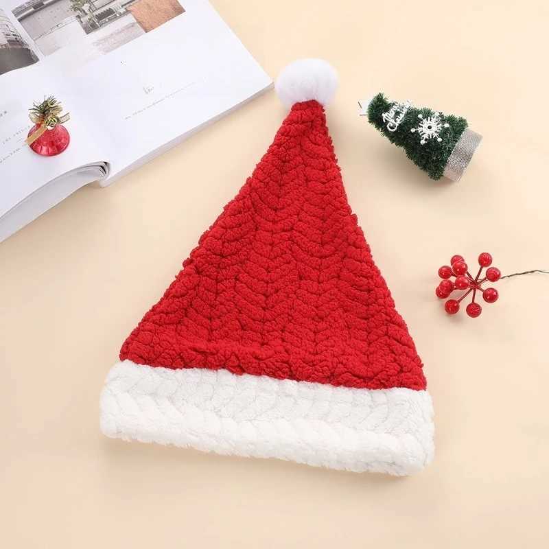 2PCS Christmas Knitted Hat Santa Hats for Adults and Kids Beanie Couple Santa Hat New Year Party Kids Gift Christmas Decoration Y251115