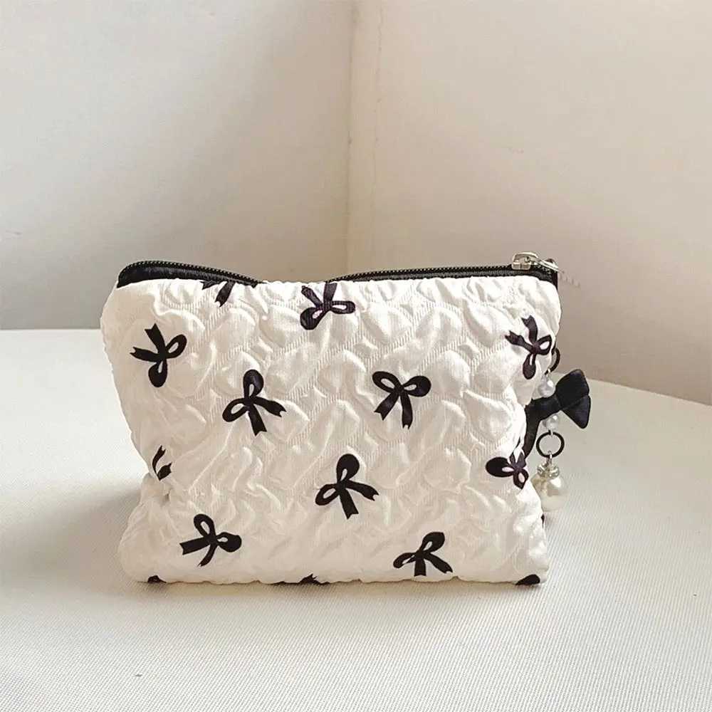 Fresh floral bedding cotton makeup bag small bow large capacity travel makeup bag girls makeup bagXJ250415