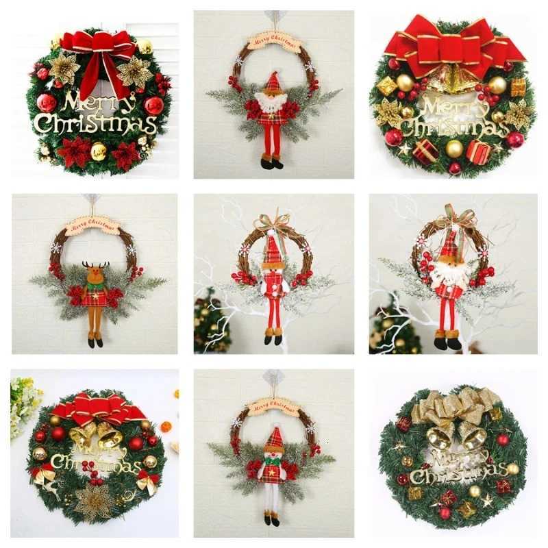 30CM Christmas Decoration Garland Front Door Window Decoration Christmas Wreath Pendant Ornament Navidad New Year Party SuppliesM251115