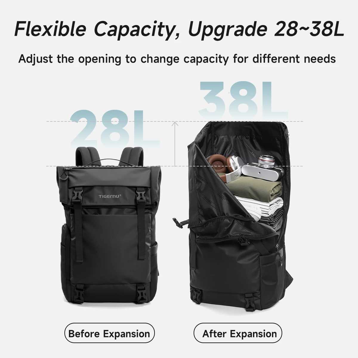 Tigernu Travel Backpack Male TPU Waterproof Backpack Men Bags Expandable Mens Backpack Business Bags School BackpackW251114