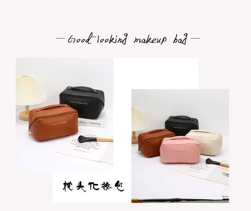 Portable Womens Pillow Makeup Bag Pu Leather Travel Womens Toilet Storage Bag Fi Womens Makeup Bag Cluh HandbagXJ250415
