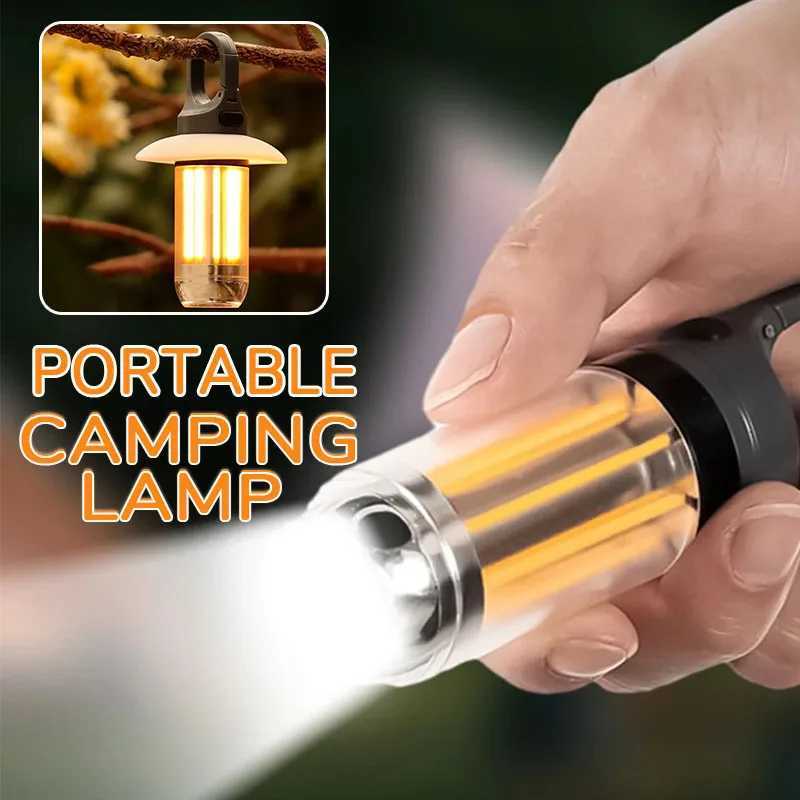 USB-C Rechargeable LED Camping Lantern with Hook LightweightHandheld Flashlight for HikingExploringFishing Emergency Work M251115