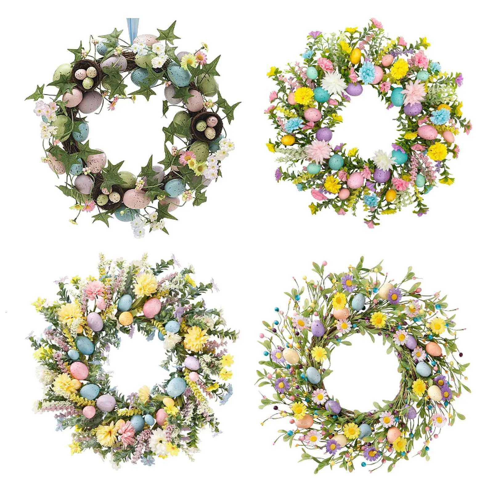 Artificial Easter Eggs Wreath Easter Decor Autumn Lovely Spring Flower Wreath for Window Living Room Indoor Outdoor Wall WeddingM251115