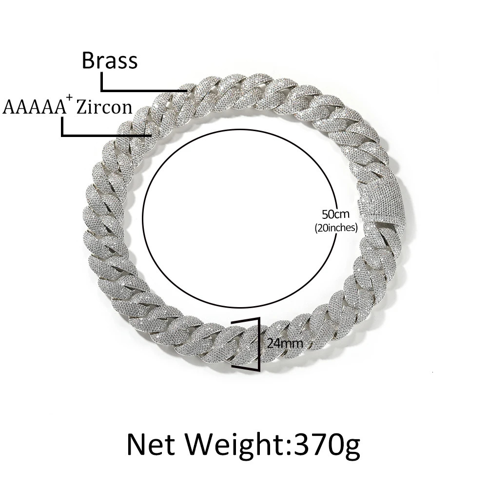 UWIN 24mm Heavy duty Miami Cuban Chain Link Necklace Mens Ice Out CZ Stone Sparkling Bracelet Hip Hop Jewelry Gift 250409