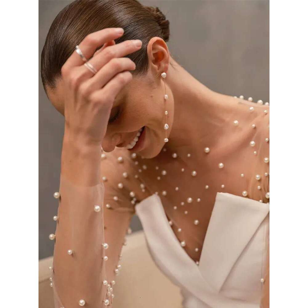 Women Summer Sexy Long Sleeve Pearl White Bodycon Set Jumpsuit 2024 Celebrity Designer High Street Rompers