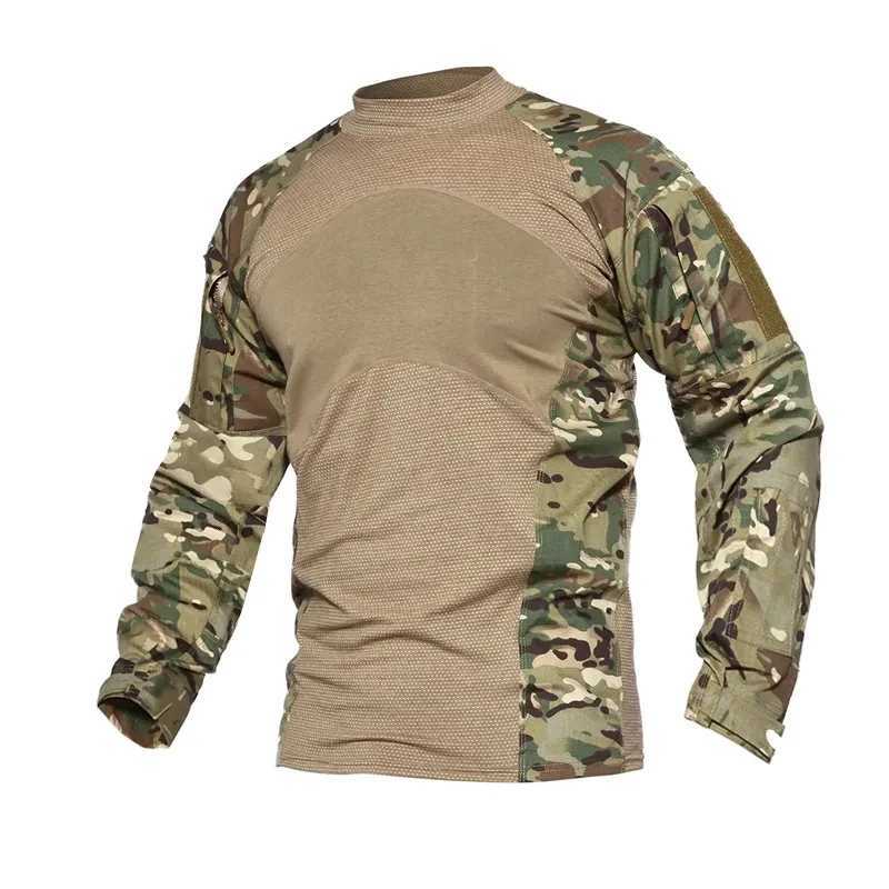 Mens Spring and Summer Tactical T-shirt Army Combat Airgun Top Long Seven piece Military T-shirt Colorful Bullet Hunting Camouflage Clothing W250415