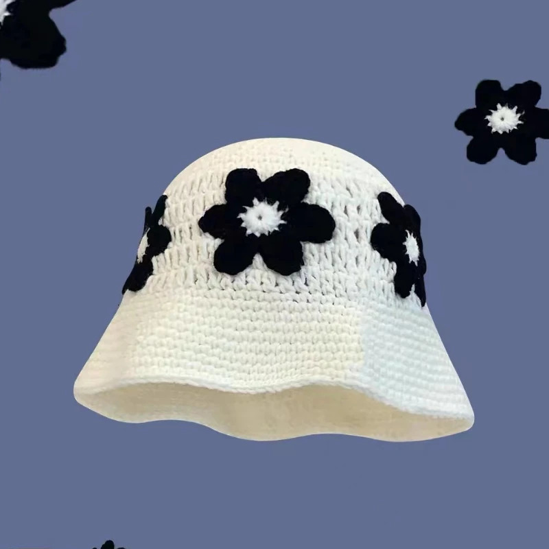 autumn crochet Korean handmade bucket hat for women woven knitted hat 250409