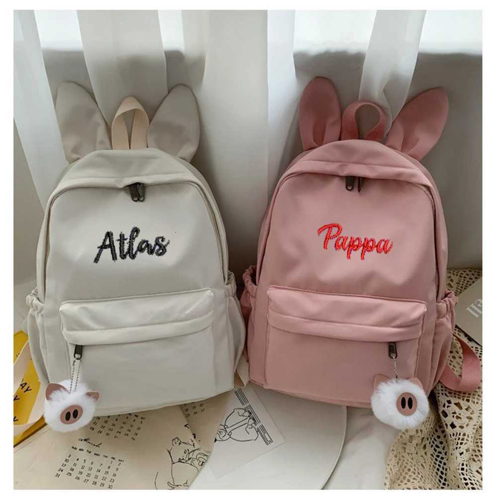 Personalized And Simple Rabbit Ears New Fashion Nylon Fabric Backpack Customized Embroidery Name Mens And Womens Student BagW251114
