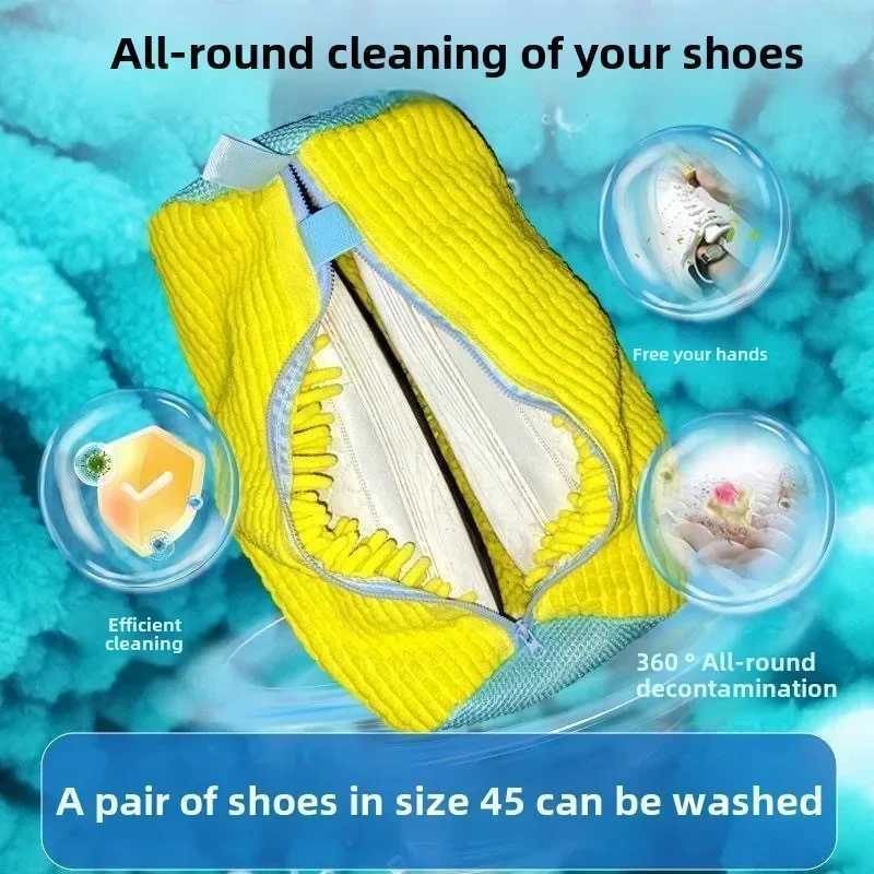 Durable Mesh Shoe Wash Bag with Zipper Rich Fluff Inside Protects Sneakers Casual Shoes in Washer Dryer Travel Storage Organizer L251115