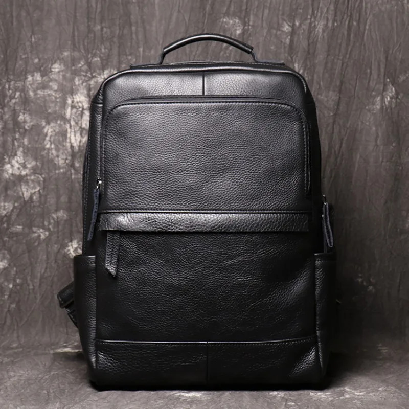 Mens Genuine Leather Backpack First Layer Cowhide Travel Hiking Handbag Large Capacity Laptop Backpack 251113