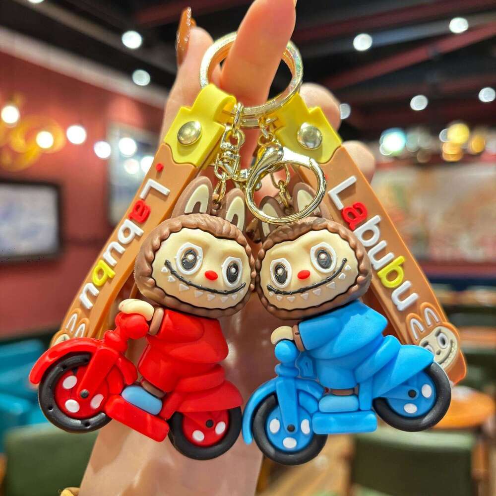 Cartoon Labubu Keychain Plush Doll 3D Keychain Backpack Charm Student Keyring