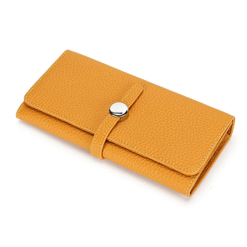 Leather long womens large capacity wallet soft cowhide womens clutch phone bag ultra-thin wallet elegant card holder 250410