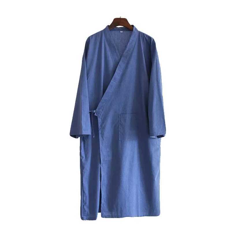 The New Four Seasons Men Is Cotton Linen Robe Mens Solid Color and Dress Robe Middle-aged Home Bath Steam Clothing Gentlemen C251115