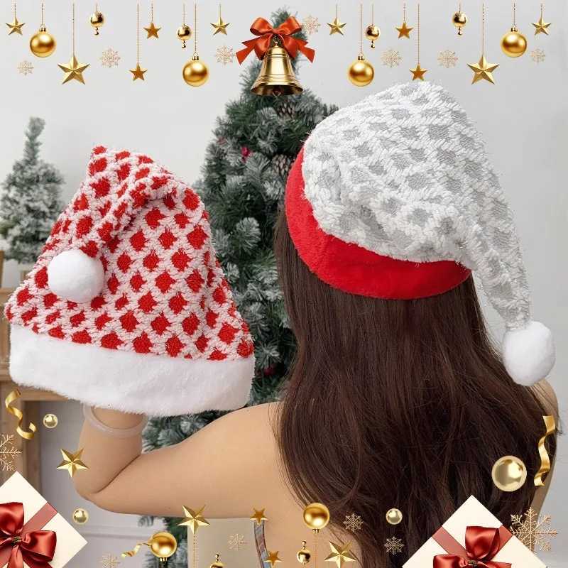 Christmas Hat Diamond Jacquard 3D Flannel Thick Warm Plush Holiday Party Decoration Adult Kids Xmas Winter Soft Comfortable Hat Y251115
