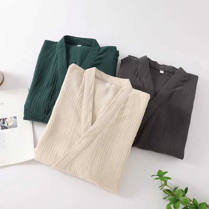 Kimono Robes for Mens and Womens Sleepwear Cotton Yarn Bathrobe Tied Cardigan Thin Home Clothes Couples Robes C251115