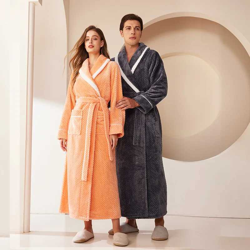 Women Bathrobe Warm Clothes For Hotel Shower Sauna Swimming Pool Soft Flannel Terry Robe Large Size Long Robe For Men Nightgowns C251115