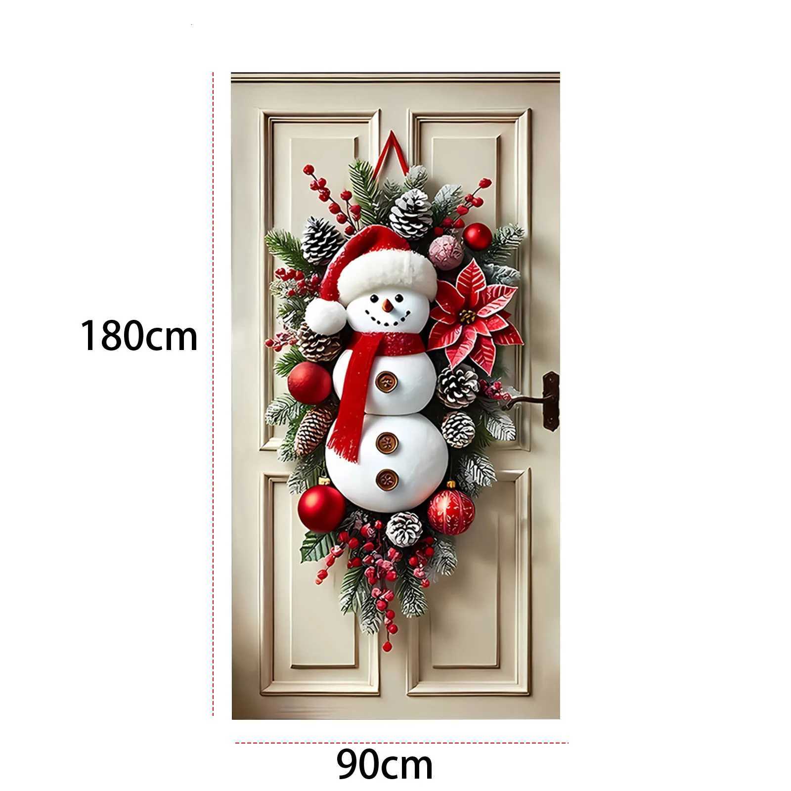 Christmas Snowman Wreath with Scarf Snowman Wreath Wall Hanging Winter Snowman Xmas Wreath for Holiday Home DecorationM251115