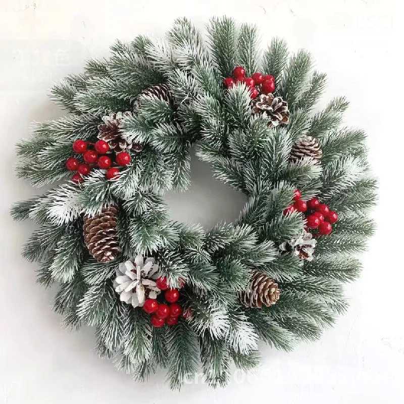 LED Light Christmas Garland Creative Window Decoration PE Red Fruit Pine Design Handcrafted Door Hanging Holiday WreathM251115
