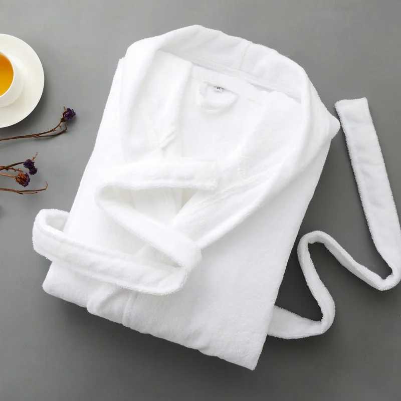 Bathrobe 100 Cotton Hooded Women Long Sleeve Open Front Robes Christmas Robe Sleepwear Homewear Kimono robe White Winter C251115