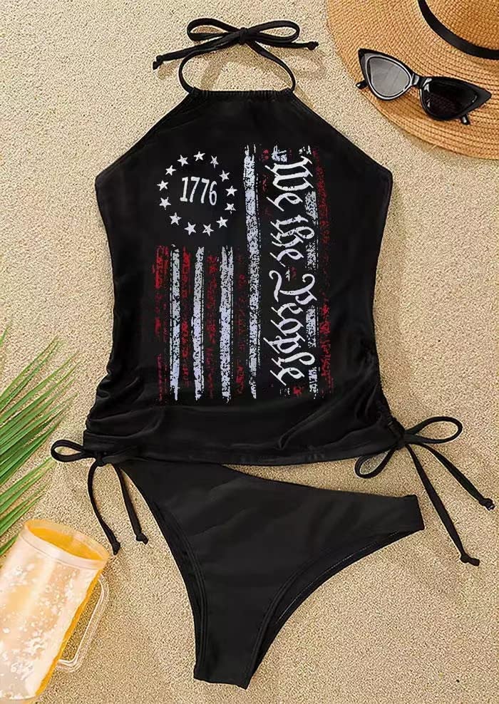 Two-piece Swimsuit For Women Fashion Print Sexy Edge Rope Design Suitable For Playing By The Seaside