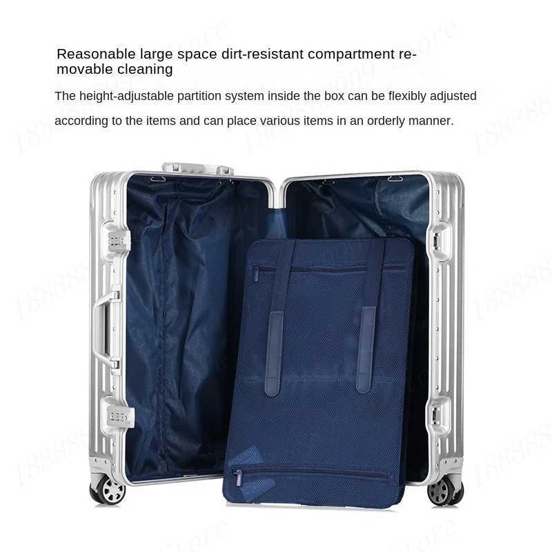 100 Aluminum Magnesium Alloy SuiTCase Designer Rolling Luggage Carry-on Cabin Travel SuiTCase Trolley Case 20/28/30 Inch K251114