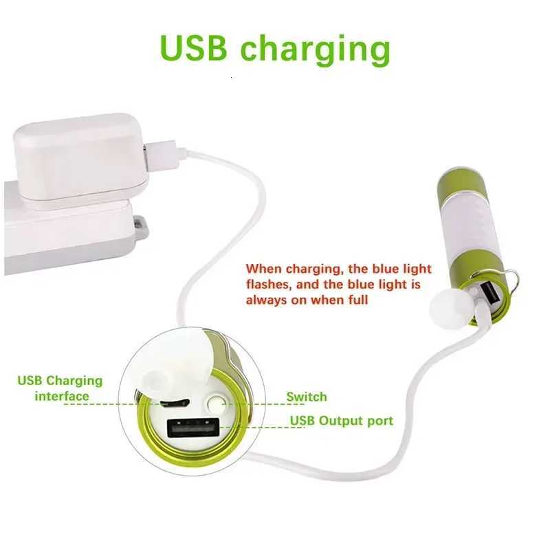 Multifunctional Flashlights Portable Hanging Tent Light USB Rechargeable Camping Light Waterproof 6 Modes with Tripod Stand M251115