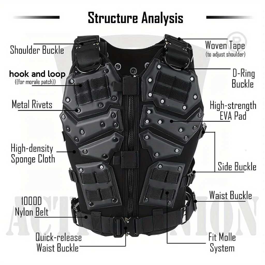 Tactical Vest for Men Vest Youth Adjustable Vest Fit Adult Cosplay Costumes Suitable for weights below 85 kg (187.39 lb) XJ251114