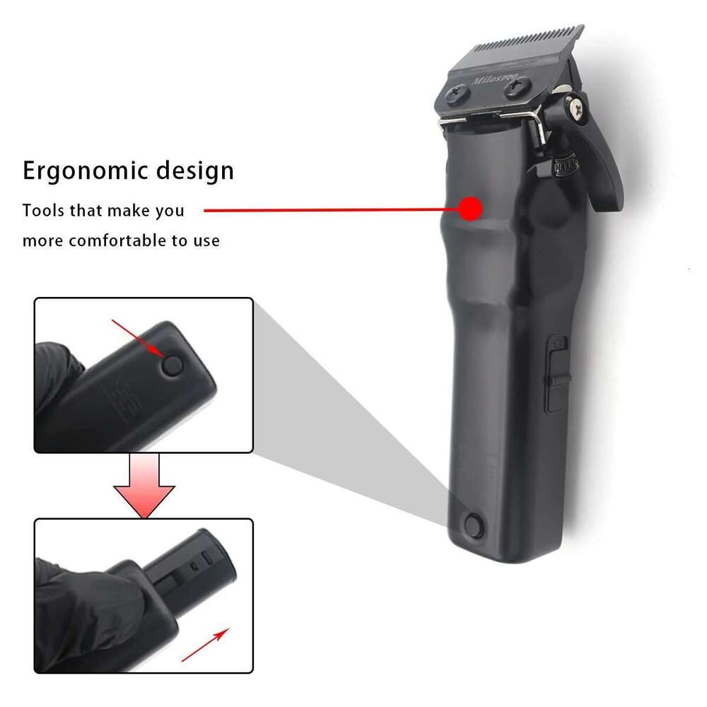 Men's Clipper Removable Battery DLC Blade Brushless Motor Cordless Low Noise Professional Cutting Hine Hair Trimmer