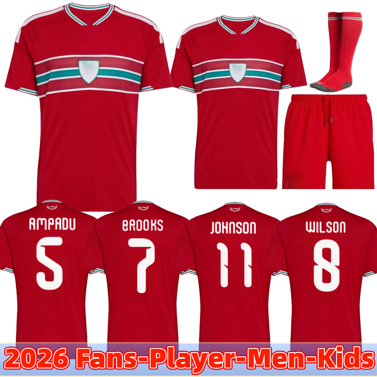 2026 World Cup Wales soccer jerseys JAMES BALE Men Home Away goalkeeper Training fans player Welsh football shirts JOHNSON N.WILLIAMS RODON T.ROBERTS MOORE THOMAS