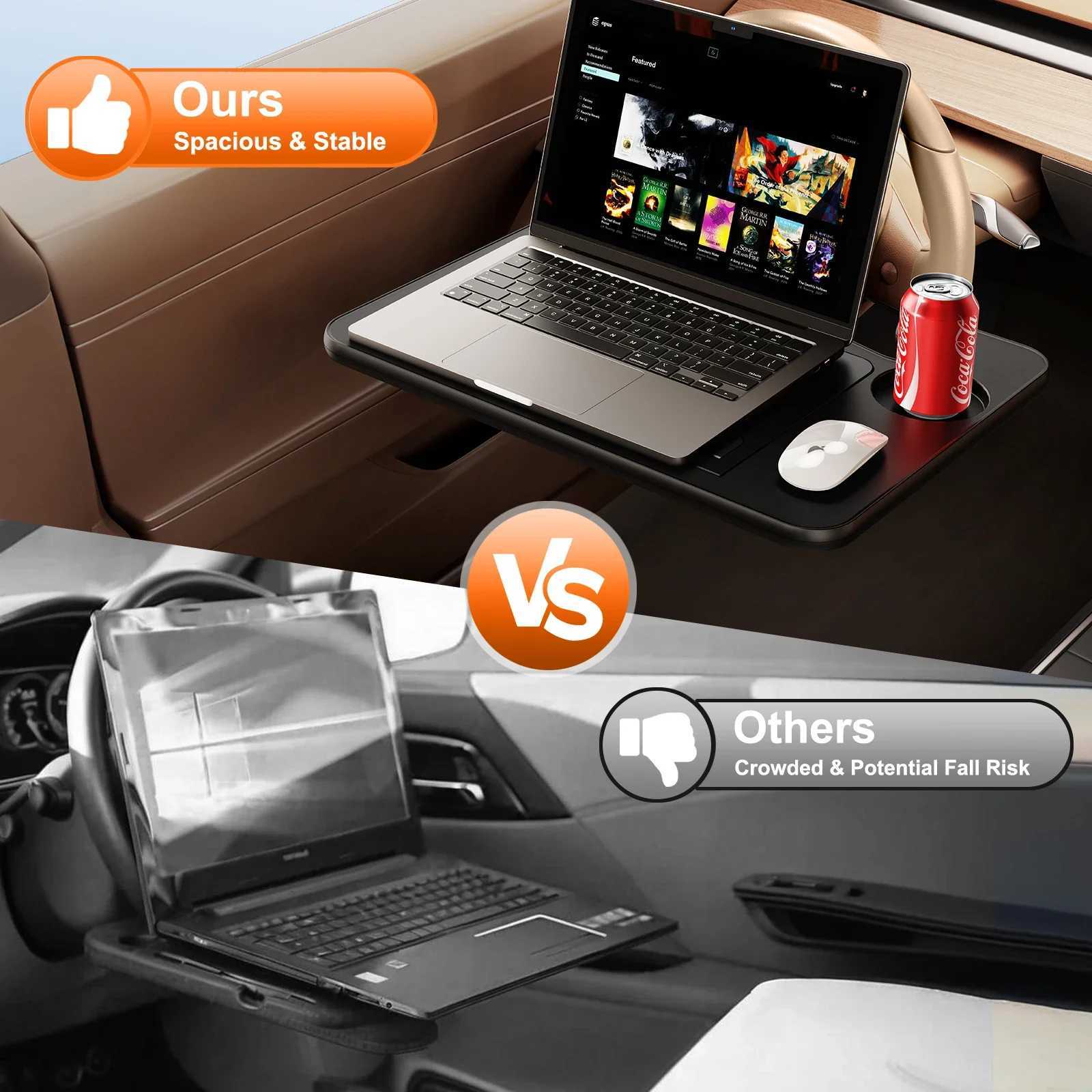 Oatsbasf Portable Car Laptop Computer Desk Stand Mount Car Steering Wheel Desk Foldable Adjustable Tray Board Table for WorkingM251115