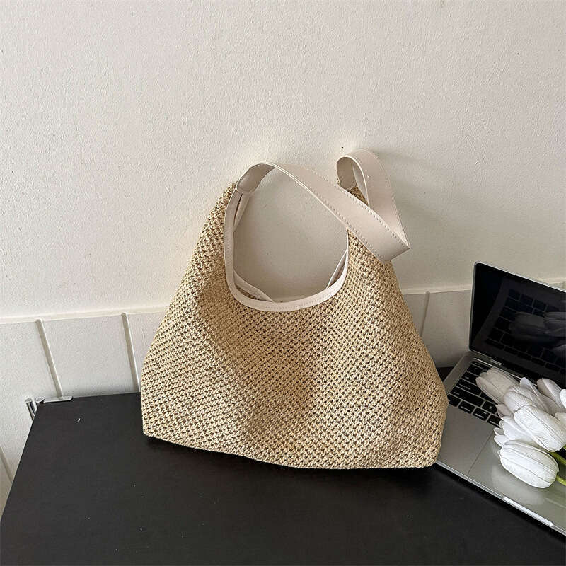 Handmade Beach Bag Summer New Popular Women's Handheld Fashionable Western Style One Shoulder Tote Seaside Travel Beach Grass Woven Bag Kq2
