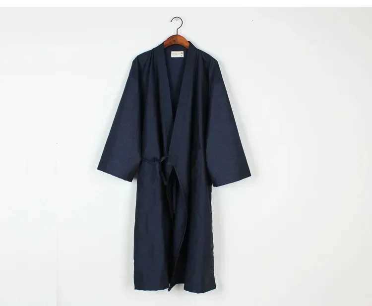 The New Four Seasons Men Is Cotton Linen Robe Mens Solid Color and Dress Robe Middle-aged Home Bath Steam Clothing Gentlemen C251115