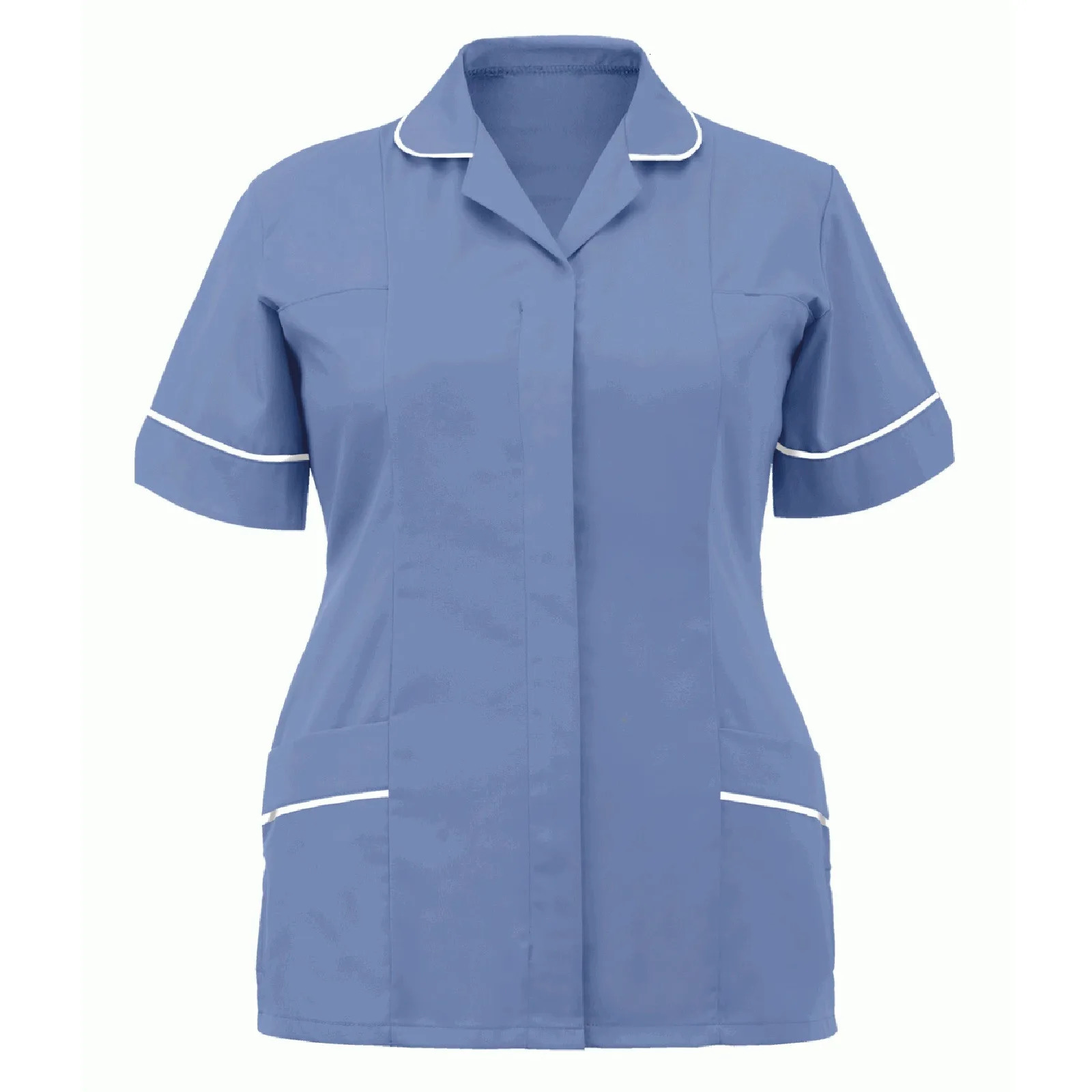Women Nurses Tunic Uniform Clinic Carer Lapel Protective Clothing Tops Summer Ladies Plus Size Sexy Scrub Work Nurse Uniform 250415