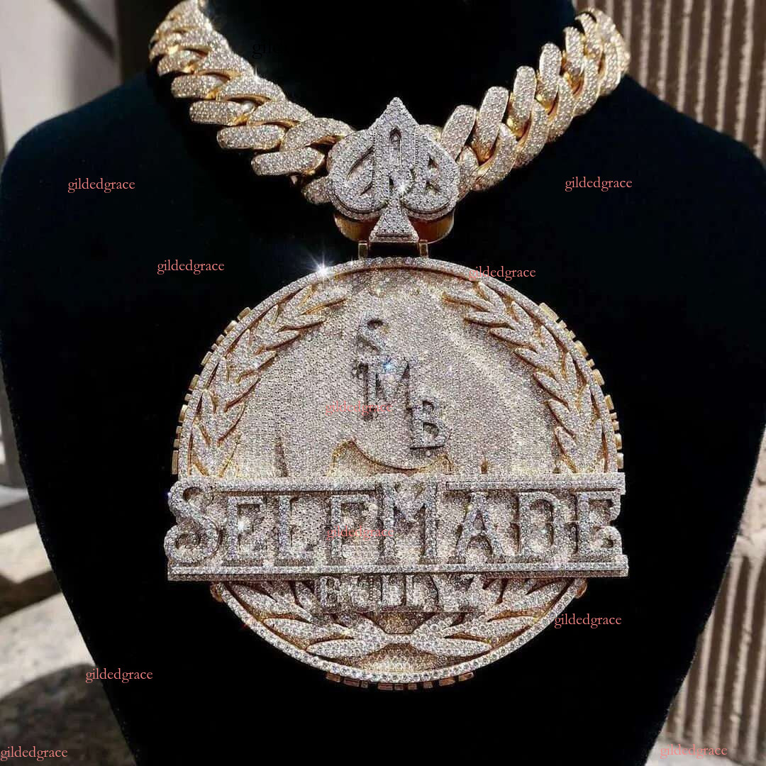 Designer Moissanite Dia Necklace for Mens Cuban Chain Pendant Custom 4 Inches Iced Out 3d Sier Initial Vvs k Hip Hop Jewelry Men Gift Fashion Olc0