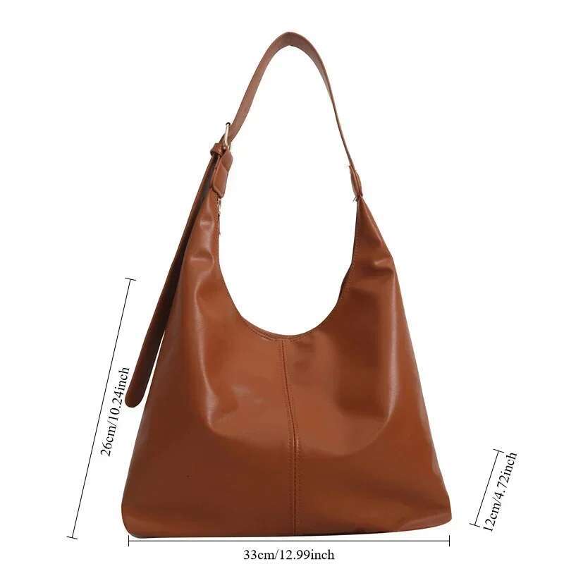 Fashion Korean Version Large Capacity Single Cross-Body Women's Handbag Simple Casual Commuting PU Leather Shoulder Tote Bag