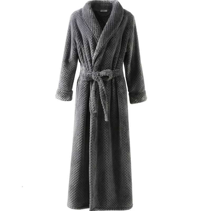 Women Extra Long Thermal Jacquard Flannel Bathrobe Winter Warm Plus Size Zipper Bath Robe Pregnant Dressing Gown Men Sleepwear C251115
