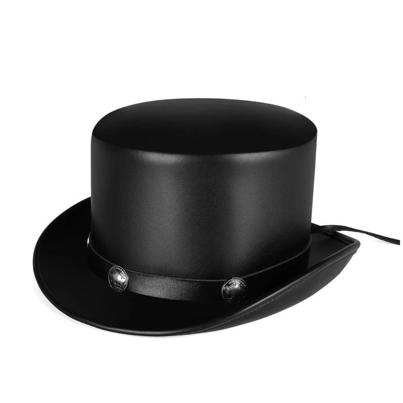 Magician Top Hat Steampunk Hat PU Pork Pie Hat Steampunk Top Hat BowlerHat Drop 250407
