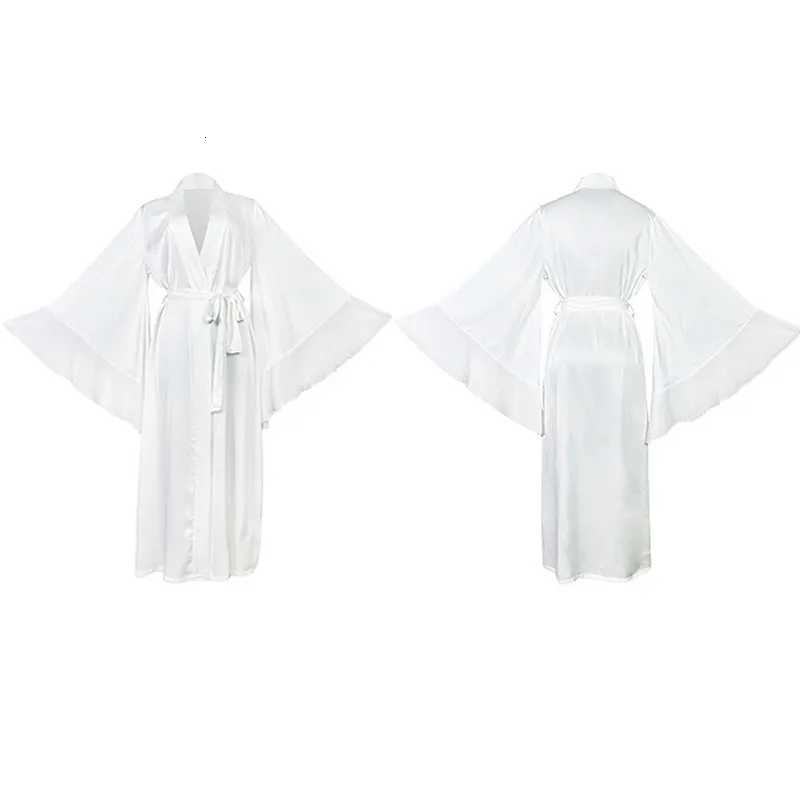 Wedding Dresses Loose Large Size Sleepwear Womens Clothing Home New Silk Satin Bathrobe Female Long Sleeve Bride Shower Robe C251115