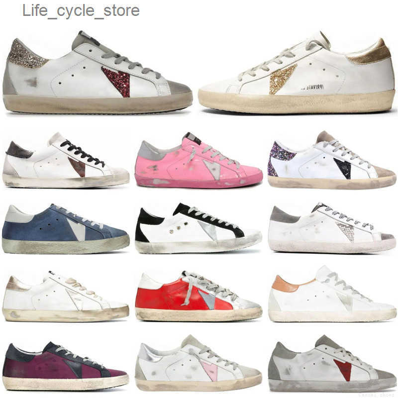 Retro With Original Box Golden Casual Shoes HiStars Designer Super Star goosesity Sneakers Women Luxury Sequin Italy Classic White Do -Old Dirty