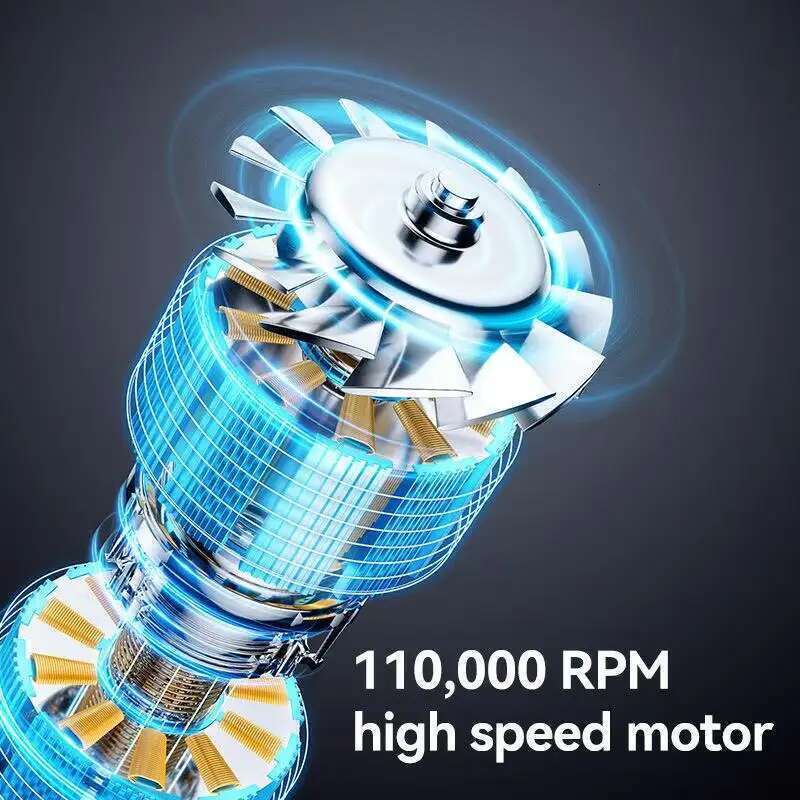 Portable Wireless Hair Multifunctional Air Duster Travel USB Rechargeable 110000RPM High Speed Blow Dryer Only Cold Wind