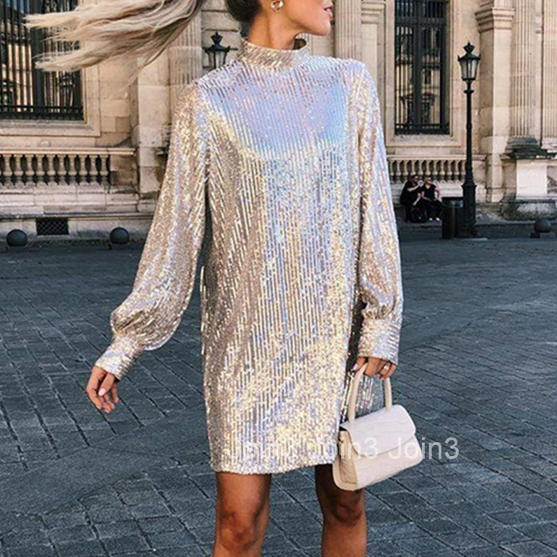 2025 Evening Dress Gold Slim Fit Slimming Lace Up Waist Cinching Long Sleeved Sequined Backless Dress