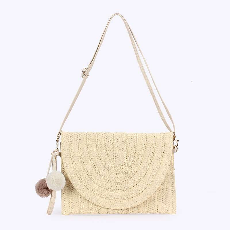 Handmade Beach Bag French High-End Western-Style Minimalist And Versatile Handmade Forest Style Hollowed Out Grass Woven Bag, Beach Vacation Shoulder 