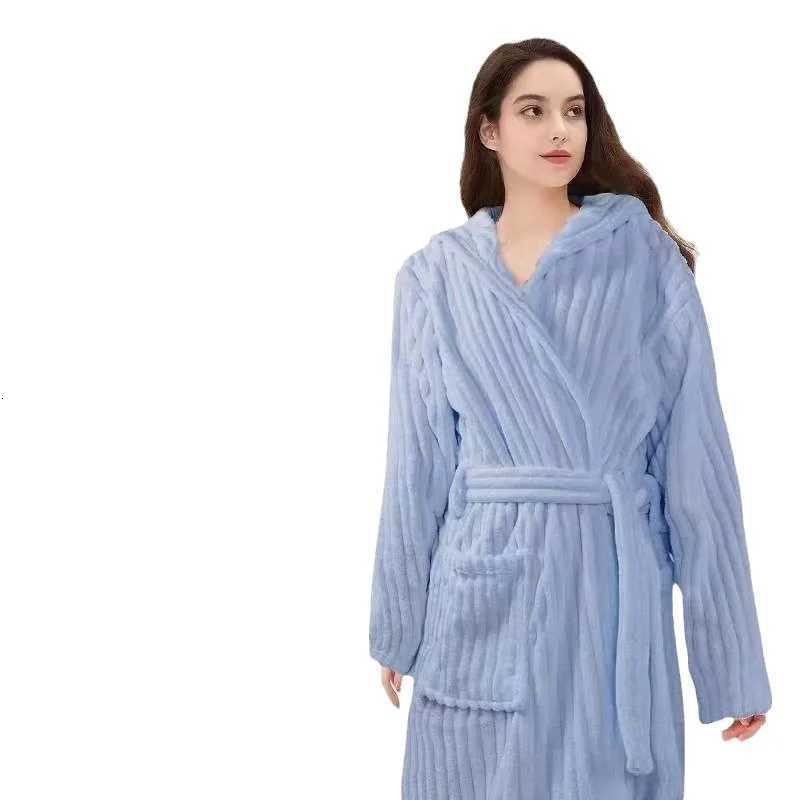 European Thick Warm Hooded Womens Bathrobe New Flannel Coral Fleece Sleepwear Robe Hot Winter Womens Kimono Loose Home Wear C251115