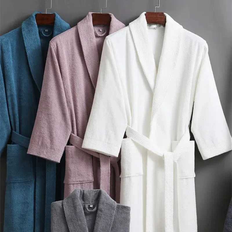 100 Cotton Terry Towel Bathrobe Robe Man And Women Kimono Dressing Gown Sleepwear Water Uptake Hotel Swimming Robe C251115