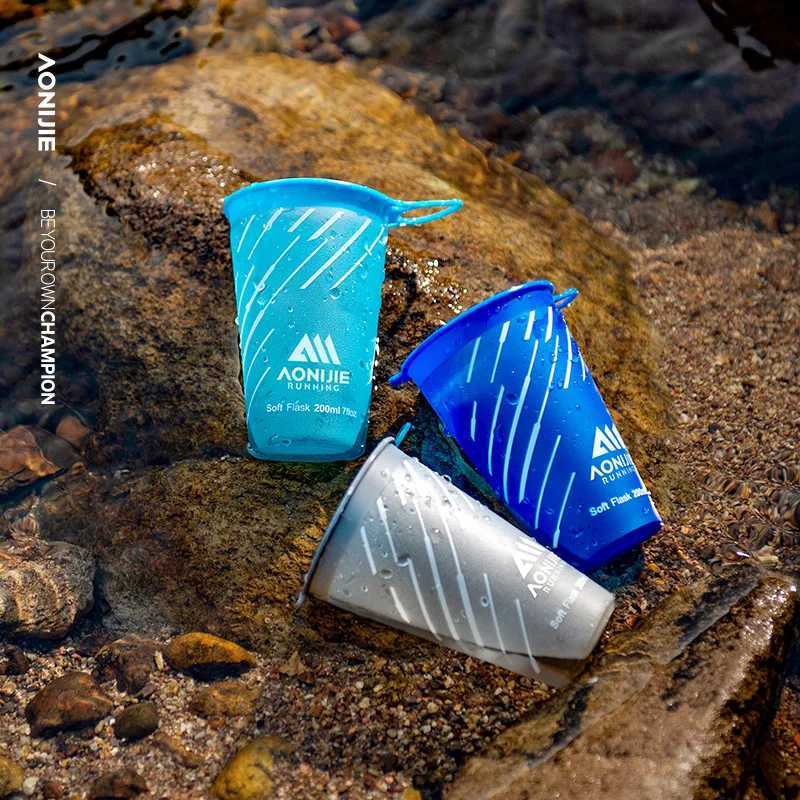 AONIJIE 200ML Sports Water Bottle Running Soft Water Cup Drinking Bottle Fold Portable Marathon Running Cycling Gym Water BottleW251114
