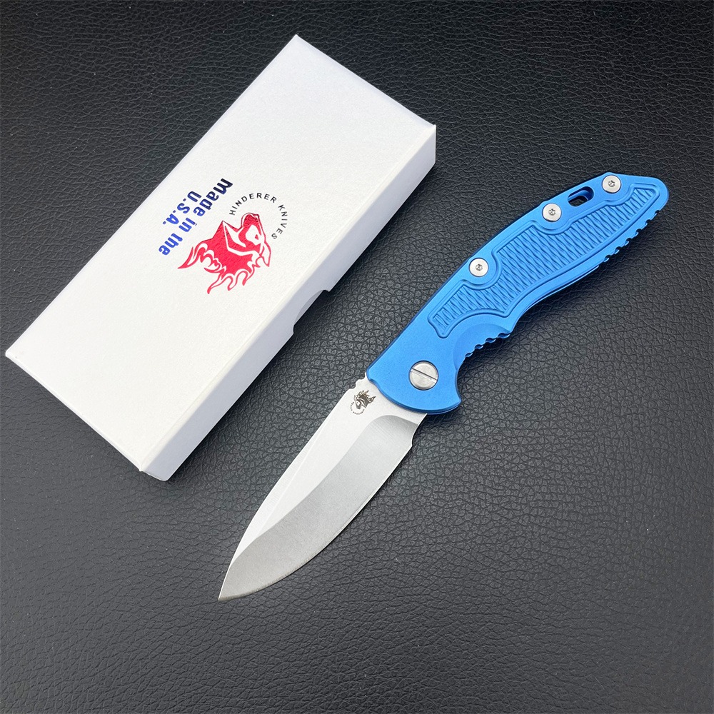 Rick Hinderer XM18 Assisted Pocket Folding Knife D2 Steel Blue/silver Aluminum Handle Portable Outdoor EDC Tactical Hunting Rescue Survival Tool 3300 